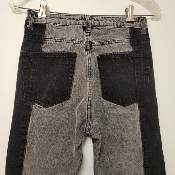 Adika Jeans Colorblock Two Tone Black Gray Retro 80s‎ 90s Y2K Womens Size Small - Picture 4 of 13
